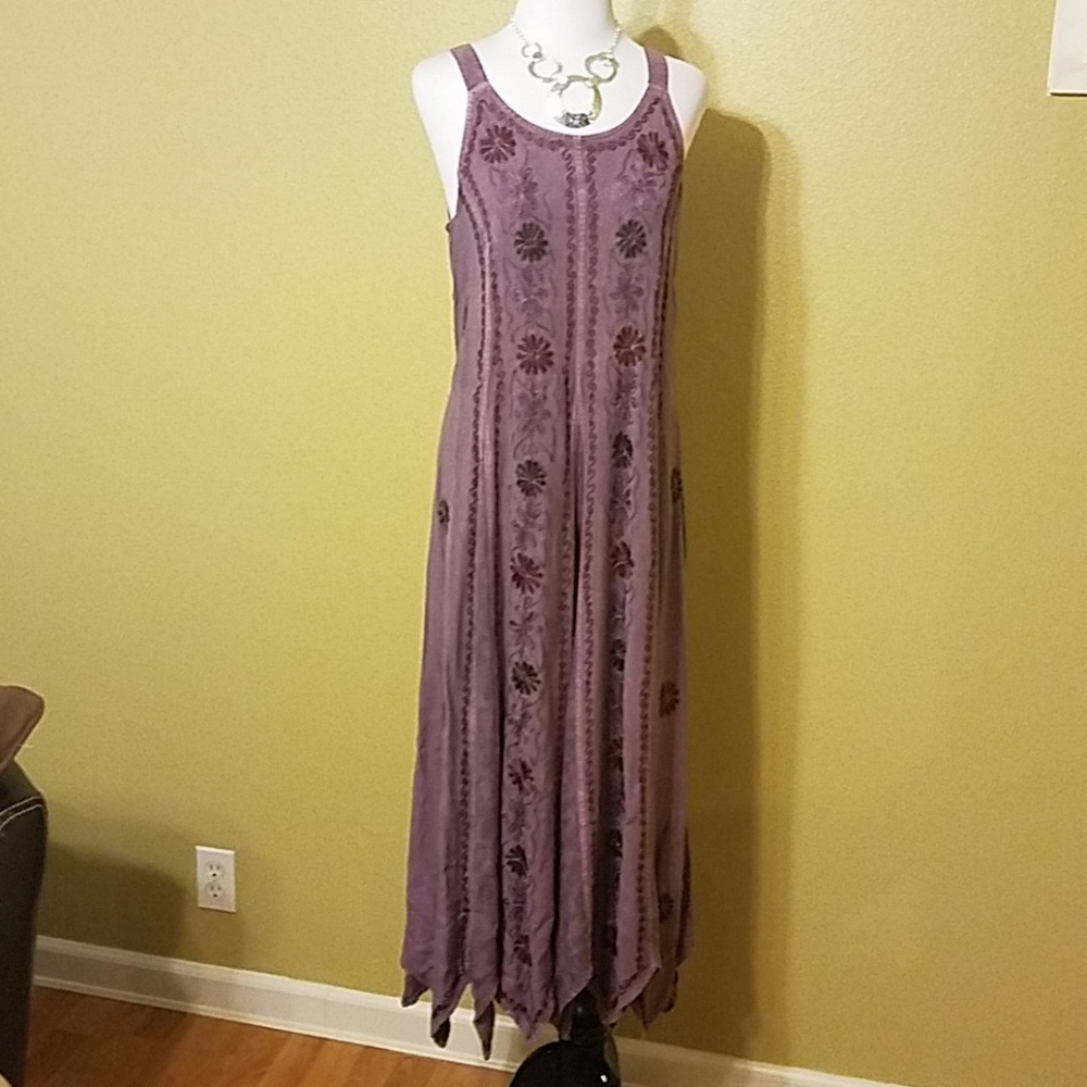 Long purple embroidered designer dress
